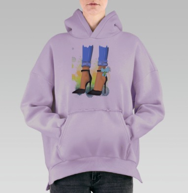 Элегантные черные туфли с джинсами на каблуке, Hoodie Oversize Fiolet, утепленная