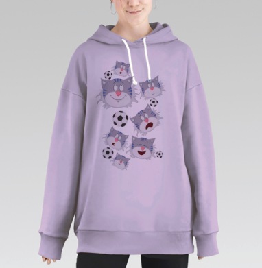 Эмоциональный кот, Hoodie Long Oversize Fiolet