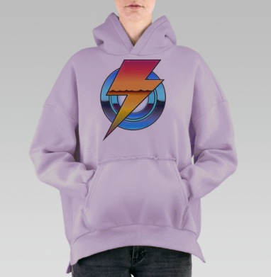Энергия Молнии Кирпичный Закат Синие Круги, Hoodie Oversize Fiolet, утепленная