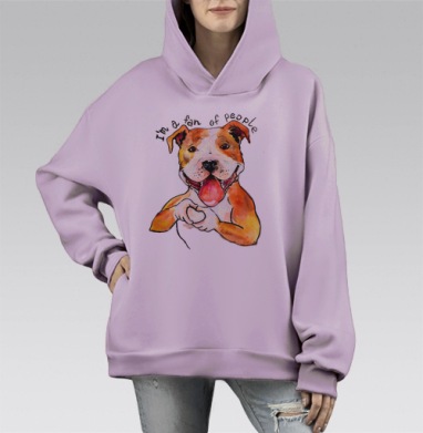 Фанат людей, Hoodie Mono Fiolet, оверсайз, утепленная