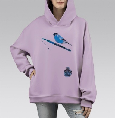 Февраль, Hoodie Mono Fiolet, оверсайз, утепленная