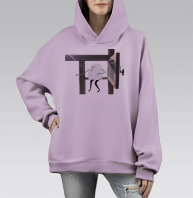 Фигура прыгающая через окно освобождение свободу в движении, Hoodie Mono Fiolet, оверсайз, утепленная