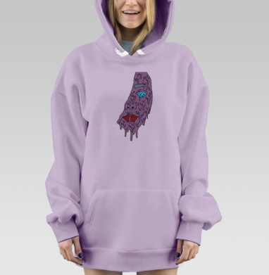 Фиолетовая плавящаяся маска с цветными элементами лица, Hoodie Mjhigh Dig Mel, Fiolet, утепленная