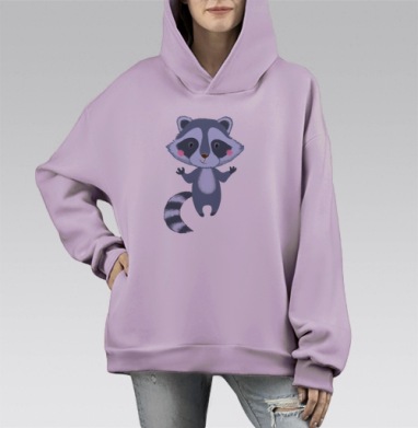 Флаффи Енот, Hoodie Mono Fiolet, оверсайз, утепленная