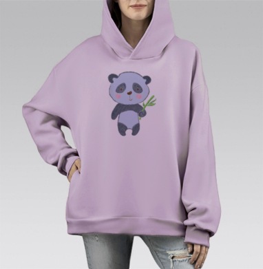 Флаффи Панда, Hoodie Mono Fiolet, оверсайз, утепленная