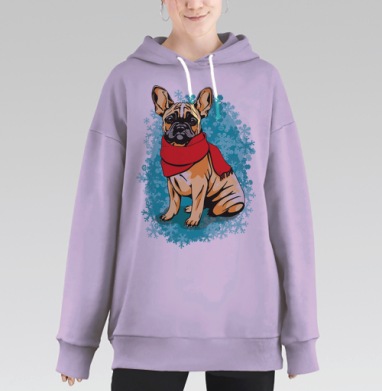 Французский бульдожек, Hoodie Long Oversize Fiolet