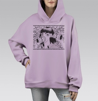 Жалость, Hoodie Mono Fiolet, оверсайз, утепленная