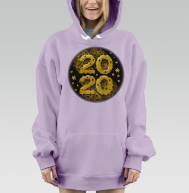 Желтые цифры 2020 на черном фоне с космическими звездами, Hoodie Mjhigh Dig Mel, Fiolet, утепленная