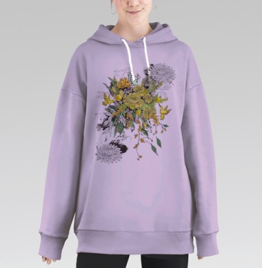 Желтые хризантемы, Hoodie Long Oversize Fiolet