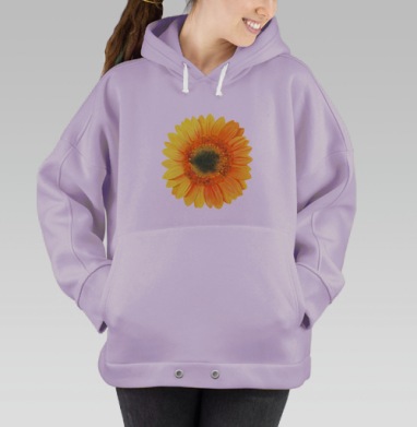 Жёлтый подсолнух с акварельной живописной окраской на белом фоне, Hoodie Oversize Fiolet