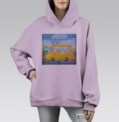Желтый сити-бас, Hoodie Mono Fiolet, оверсайз, утепленная