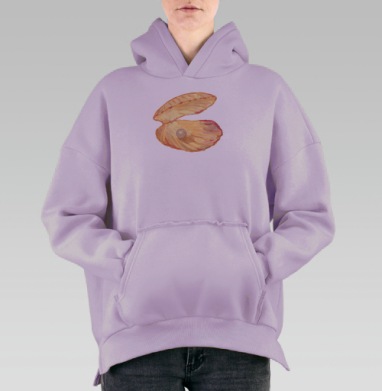 Жемчуг в раскрытой ракушке для морского отдыха, Hoodie Oversize Fiolet, утепленная