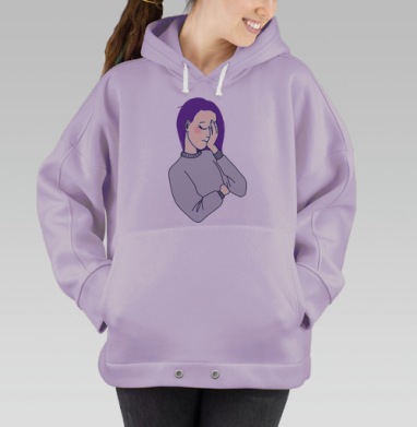 Женщина с фиолетовыми волосами эмоция усталости сверху, Hoodie Oversize Fiolet