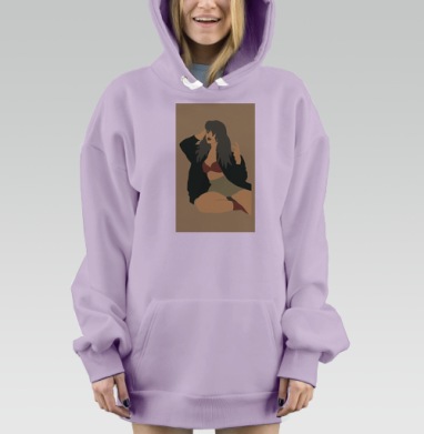 Женская уверенность в стиле минимализма на фоне коричневого, Hoodie Mjhigh Dig Mel, Fiolet, утепленная