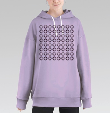 Геометрические цветы розы, Hoodie Long Oversize Fiolet