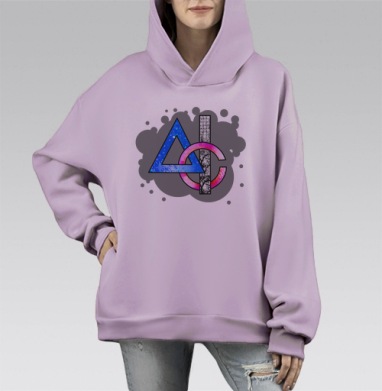 Геометрия жизни, Hoodie Mono Fiolet, оверсайз, утепленная