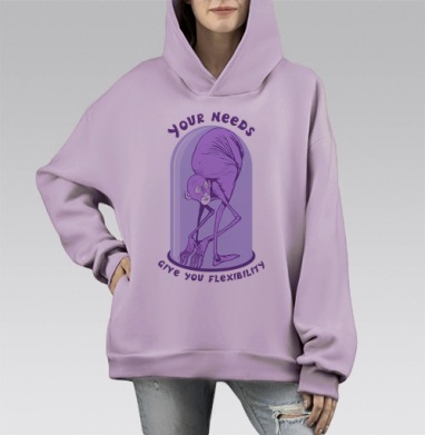 Гибкое фантастическое существо адаптивность пластичность, Hoodie Mono Fiolet, оверсайз, утепленная