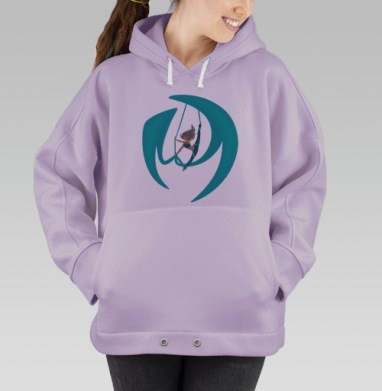 Гибкость девушки на воздушных полотнах свободы движения, Hoodie Oversize Fiolet