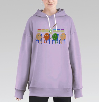 Живые Яйца В Процессе Раскрашивания на стульях, Hoodie Long Oversize Fiolet
