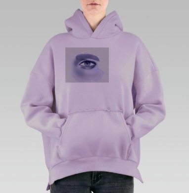 Глубокий мужской взгляд в синих оттенках, Hoodie Oversize Fiolet, утепленная