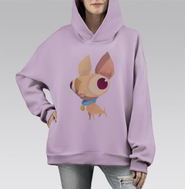 Глупенький Пёса, Hoodie Mono Fiolet, оверсайз, утепленная
