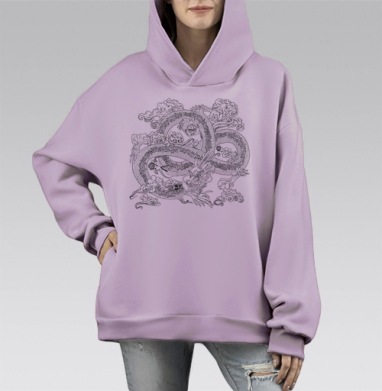 Голодный дракон, Hoodie Mono Fiolet, оверсайз, утепленная
