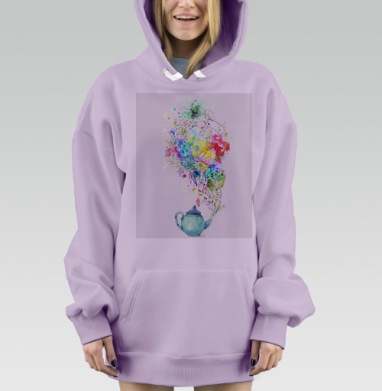 Голубой чайник с ярким дымом творческого вдохновения, Hoodie Mjhigh Dig Mel, Fiolet, утепленная