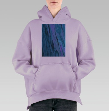 Голубые волны фиолетовых оттенков текучая динамика, Hoodie Oversize Fiolet, утепленная