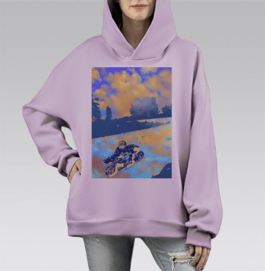 Гонщик, Hoodie Mono Fiolet, оверсайз, утепленная