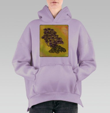 Грибы тёмные на жёлтом фоне грибы тёмные на, Hoodie Oversize Fiolet, утепленная