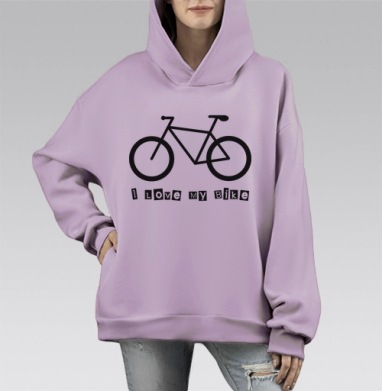 I Love My Bike / Я люблю свой велосипед, Hoodie Mono Fiolet, оверсайз, утепленная
