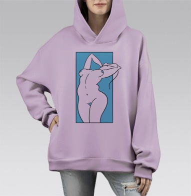 Игра форм, Hoodie Mono Fiolet, оверсайз, утепленная