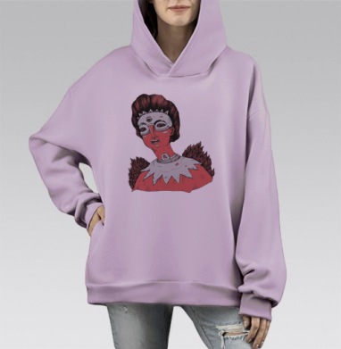 Инди, Hoodie Mono Fiolet, оверсайз, утепленная