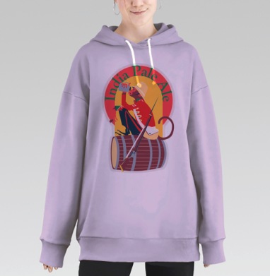 Индийская макака в униформе Викторианской эпохи Индийский Светлый Эль, Hoodie Long Oversize Fiolet
