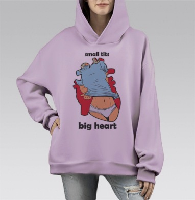 Ироничная красавица с большим сердцем в голубой одежде, Hoodie Mono Fiolet, оверсайз, утепленная