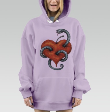 Искушение и боль в сердце, Hoodie Mjhigh Dig Mel, Fiolet, утепленная