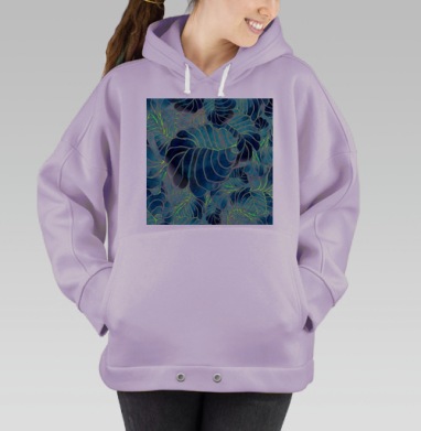 Изумрудные тропики и неоновые листья незабываемые детали искусства, Hoodie Oversize Fiolet