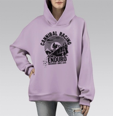 Каннибал рейсинг эндуро, Hoodie Mono Fiolet, оверсайз, утепленная