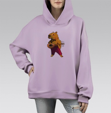 Капибара с лютной, Hoodie Mono Fiolet, оверсайз, утепленная