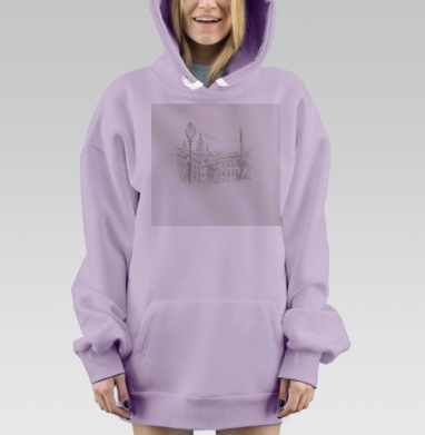 Карандашный эскиз старинного города, Hoodie Mjhigh Dig Mel, Fiolet, утепленная