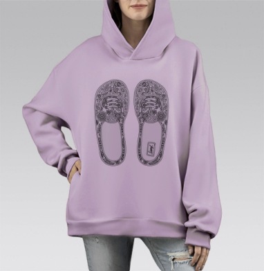 Кеды для хиппи, Hoodie Mono Fiolet, оверсайз, утепленная