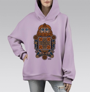Кельтская йога, Hoodie Mono Fiolet, оверсайз, утепленная