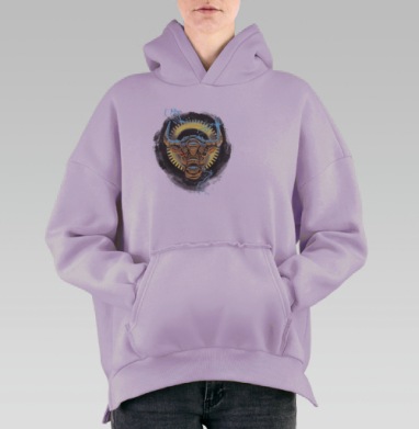 Кибернетический бык бронзовый в дыму мощь настойчивость, Hoodie Oversize Fiolet, утепленная