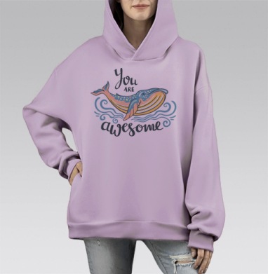 Китеныш, Hoodie Mono Fiolet, оверсайз, утепленная
