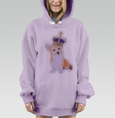 Корги в короне корги в короне, Hoodie Mjhigh Dig Mel, Fiolet, утепленная