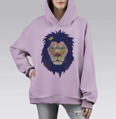 Король-лев, Hoodie Mono Fiolet, оверсайз, утепленная
