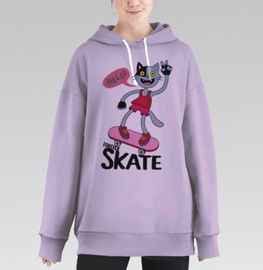 Кошка на скейте, Hoodie Long Oversize Fiolet