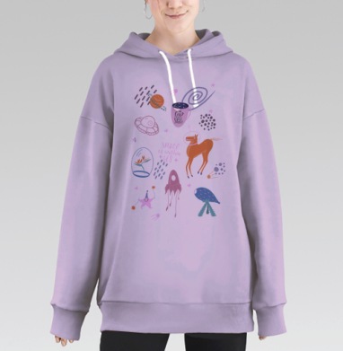 Космические цветы, Hoodie Long Oversize Fiolet
