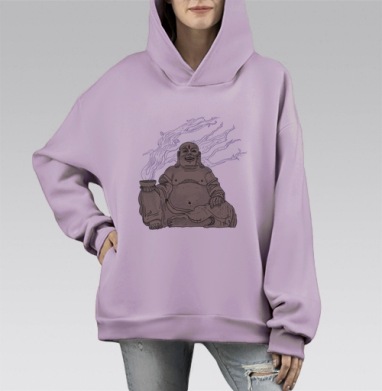 Космический Будда, Hoodie Mono Fiolet, оверсайз, утепленная