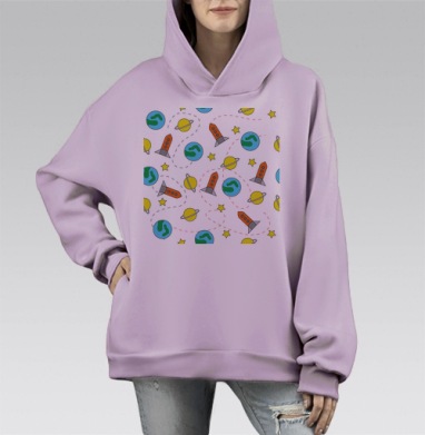 Космос, Hoodie Mono Fiolet, оверсайз, утепленная